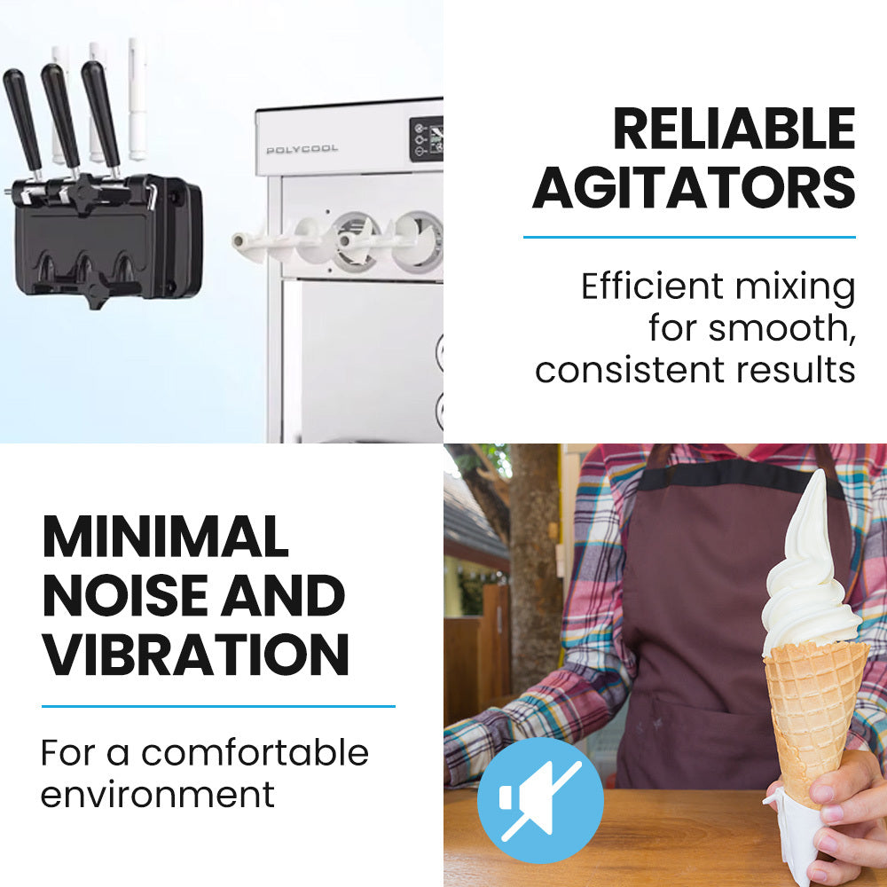 POLYCOOL Benchtop Soft Serve Ice Cream Machine, 3 Flavours, 2+Twist, Frozen Yoghurt, Acai Maker, Twin Cylinder, Counter Top Design, 15A Plug 10