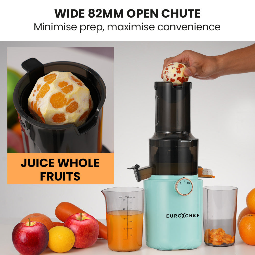 EUROCHEF Cold Press Slow Juicer Machine, Large Chute, 200W, Seafoam Green 5