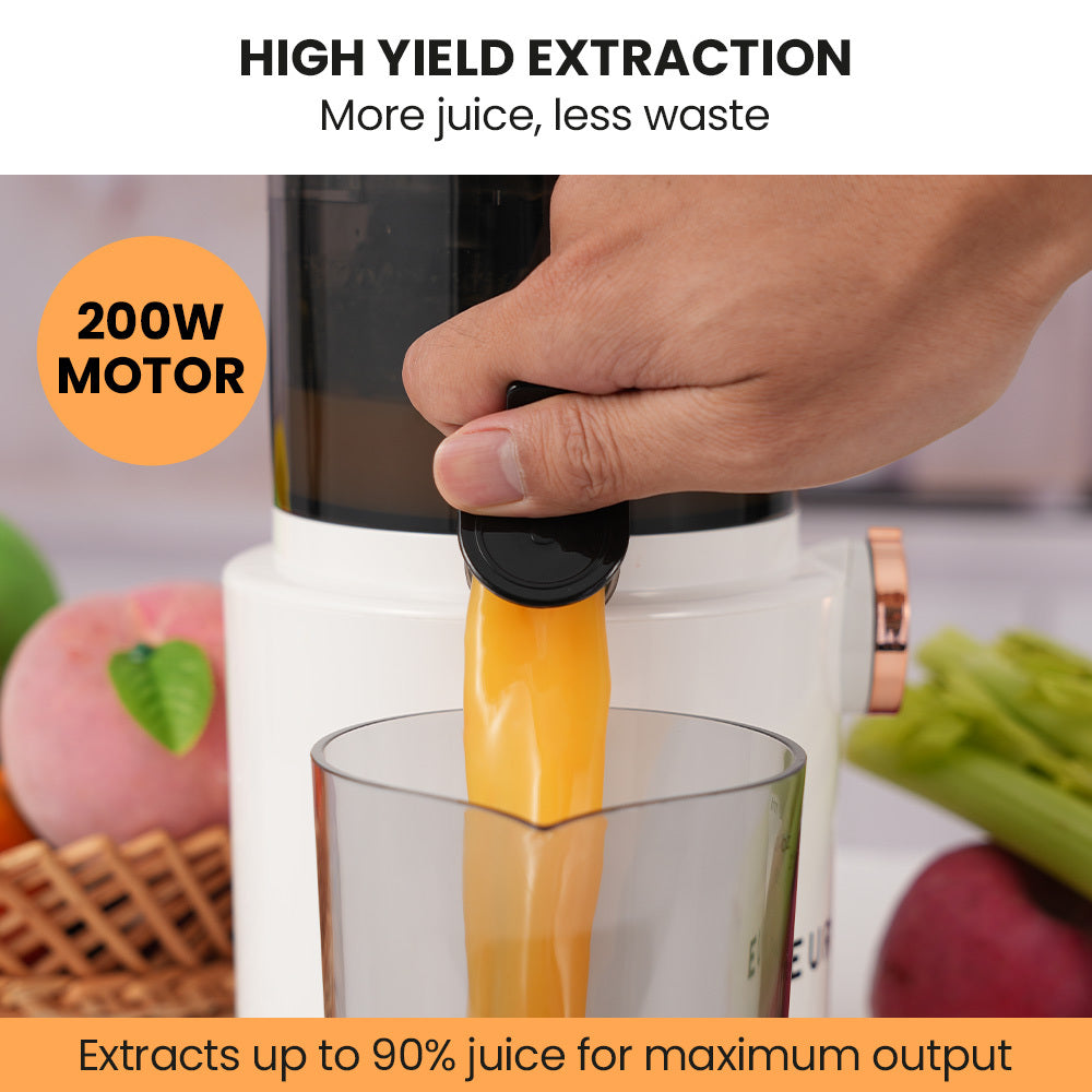 EUROCHEF Cold Press Slow Juicer Machine, Large Chute, 200W, White 4