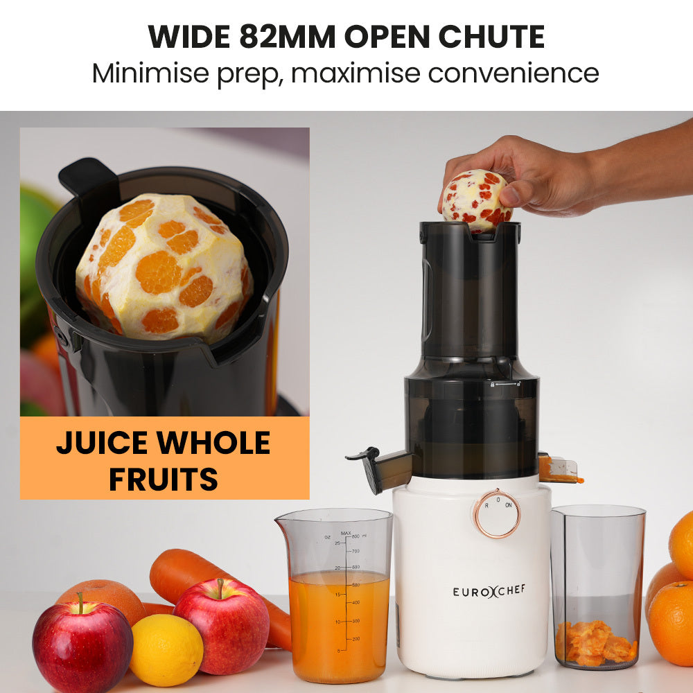 EUROCHEF Cold Press Slow Juicer Machine, Large Chute, 200W, White 5
