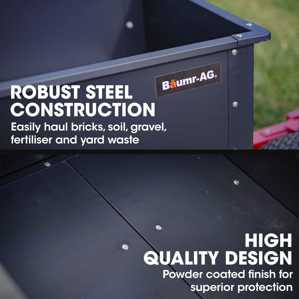 BAUMR-AG 270kg Capacity Metal Dump Cart, for Ride on Mower 3