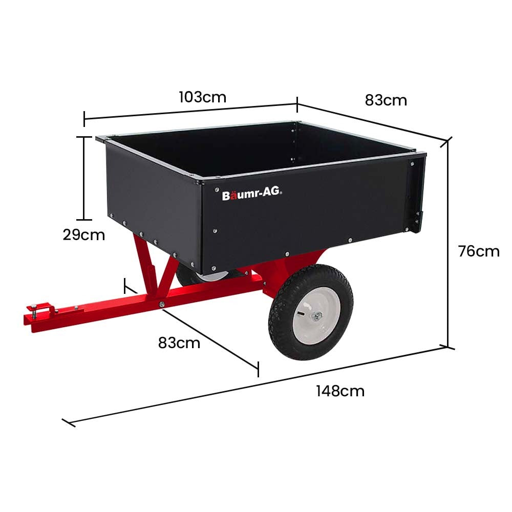 BAUMR-AG 270kg Capacity Metal Dump Cart, for Ride on Mower 4