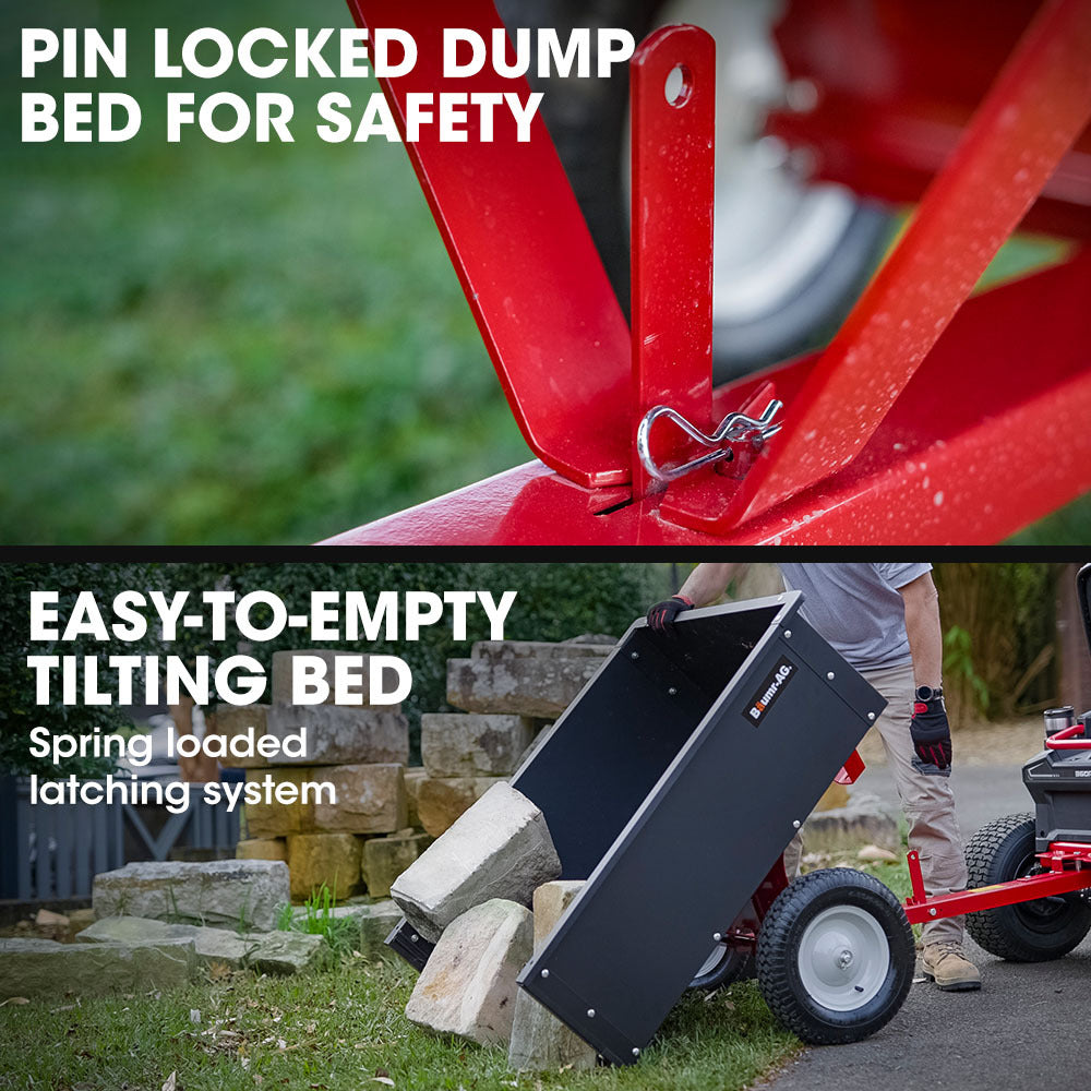 BAUMR-AG 270kg Capacity Metal Dump Cart, for Ride on Mower 6