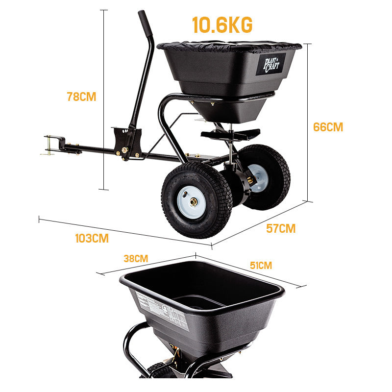 PLANTCRAFT Tow Behind Broadcast Spreader 30kg 26L Seed Fertiliser Tow Rotary 6
