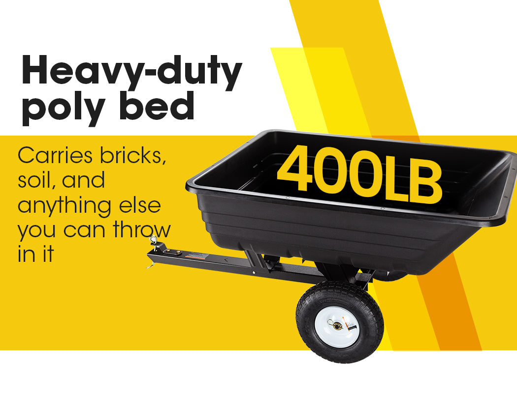 PLANTCRAFT 400LBS Poly Dump Cart Garden Tip Trailer Tray Tow Quad ATV Ride 4