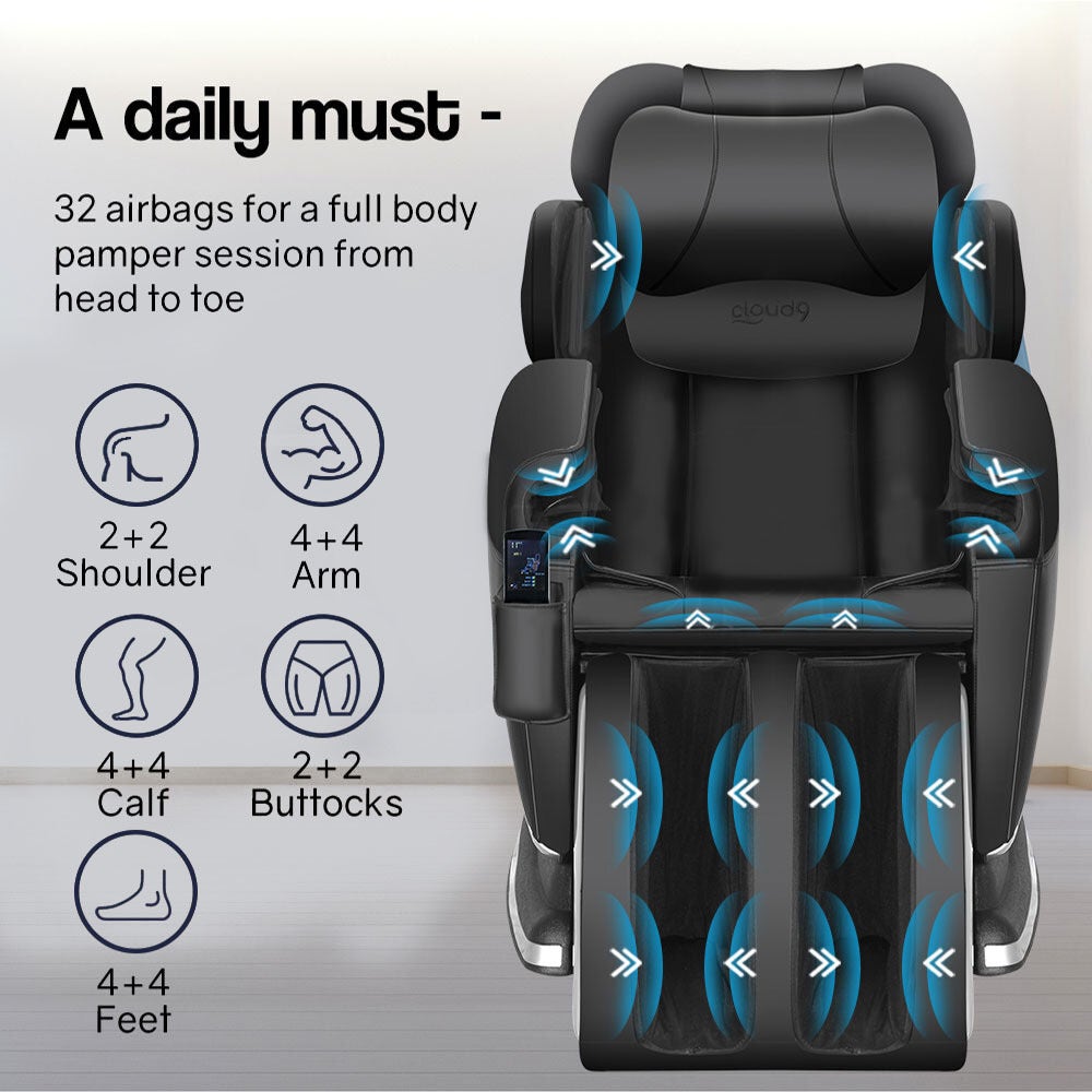 FORTIA Zero Gravity Recline Full-Body Massage Chair, with Back and Foot Rollers, Squeezing Air Pressure for Arms, Legs, plus Heat and Vibration functions, Black 7