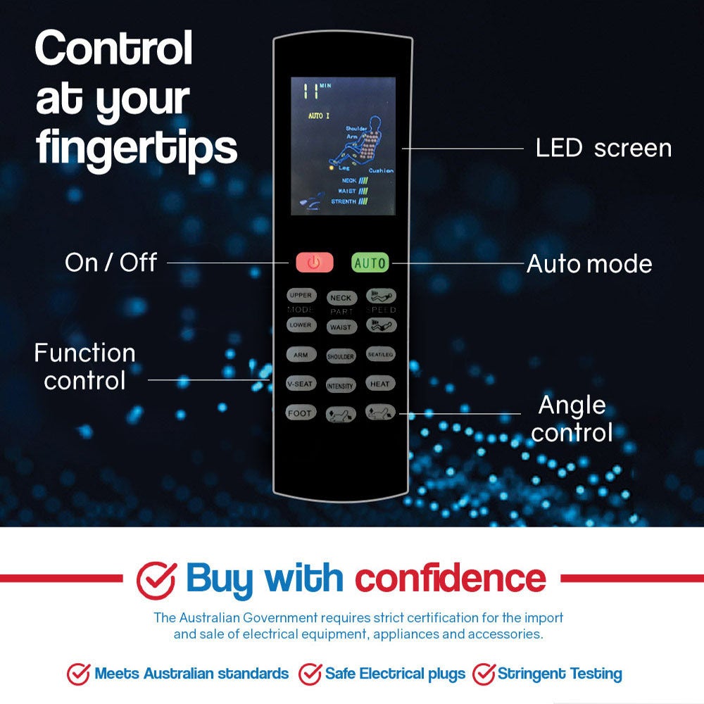 FORTIA Zero Gravity Recline Full-Body Massage Chair, with Back and Foot Rollers, Squeezing Air Pressure for Arms, Legs, plus Heat and Vibration functions, Black 8