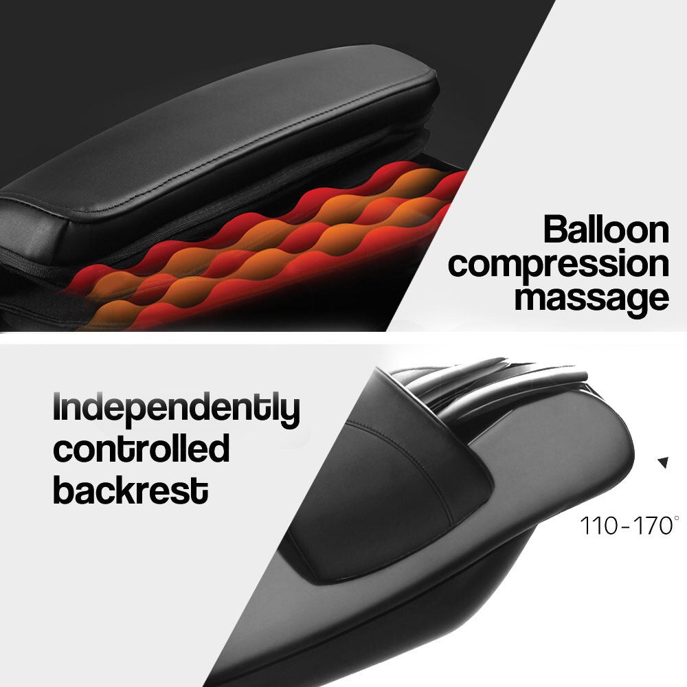 FORTIA Zero Gravity Recline Full-Body Massage Chair, with Back and Foot Rollers, Squeezing Air Pressure for Arms, Legs, plus Heat and Vibration functions, Black 9