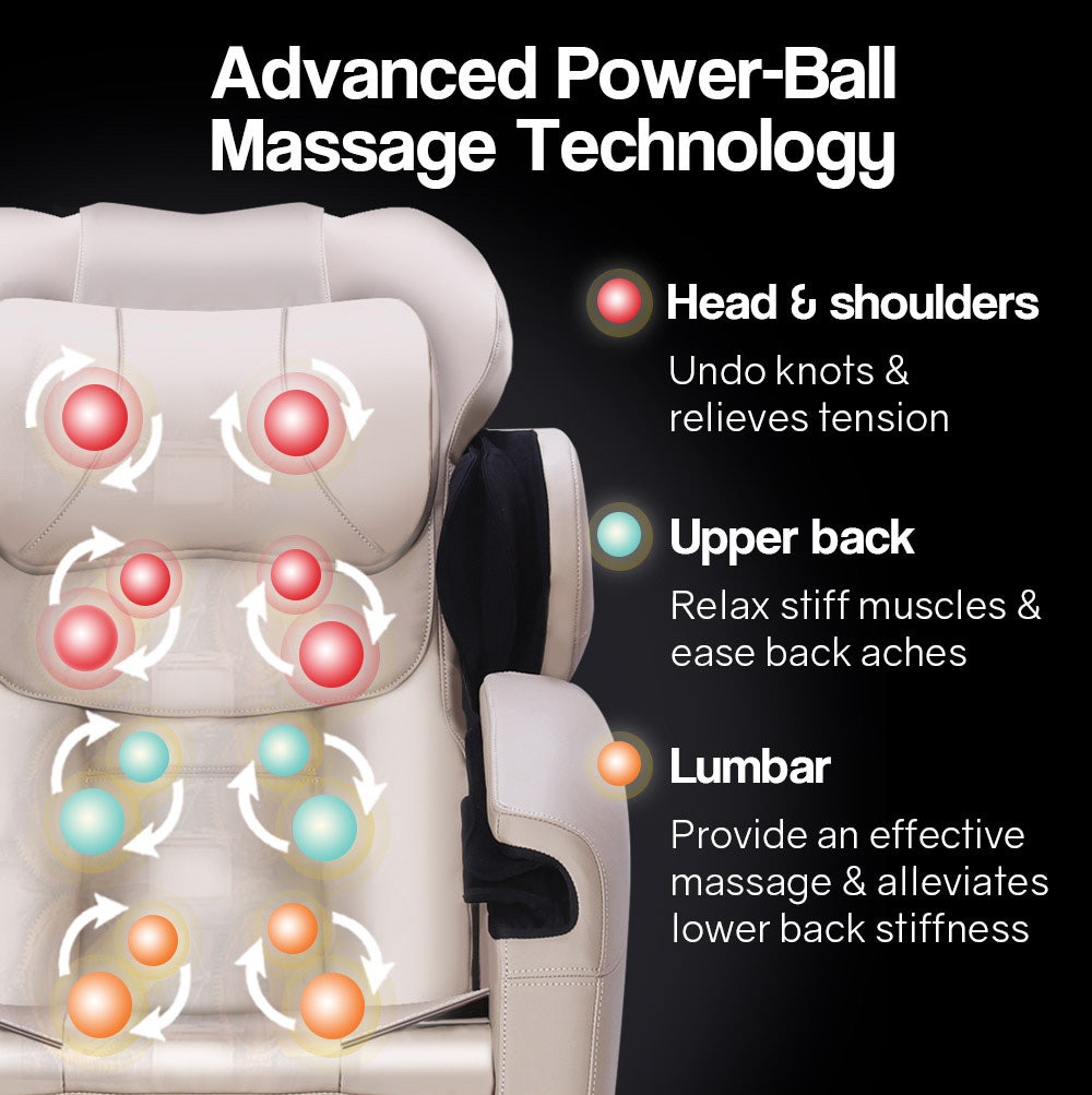 FORTIA Zero Gravity Recline Full-Body Massage Chair, with Back and Foot Rollers, Squeezing Air Pressure for Arms, Legs, plus Heat and Vibration functions, Cream 4