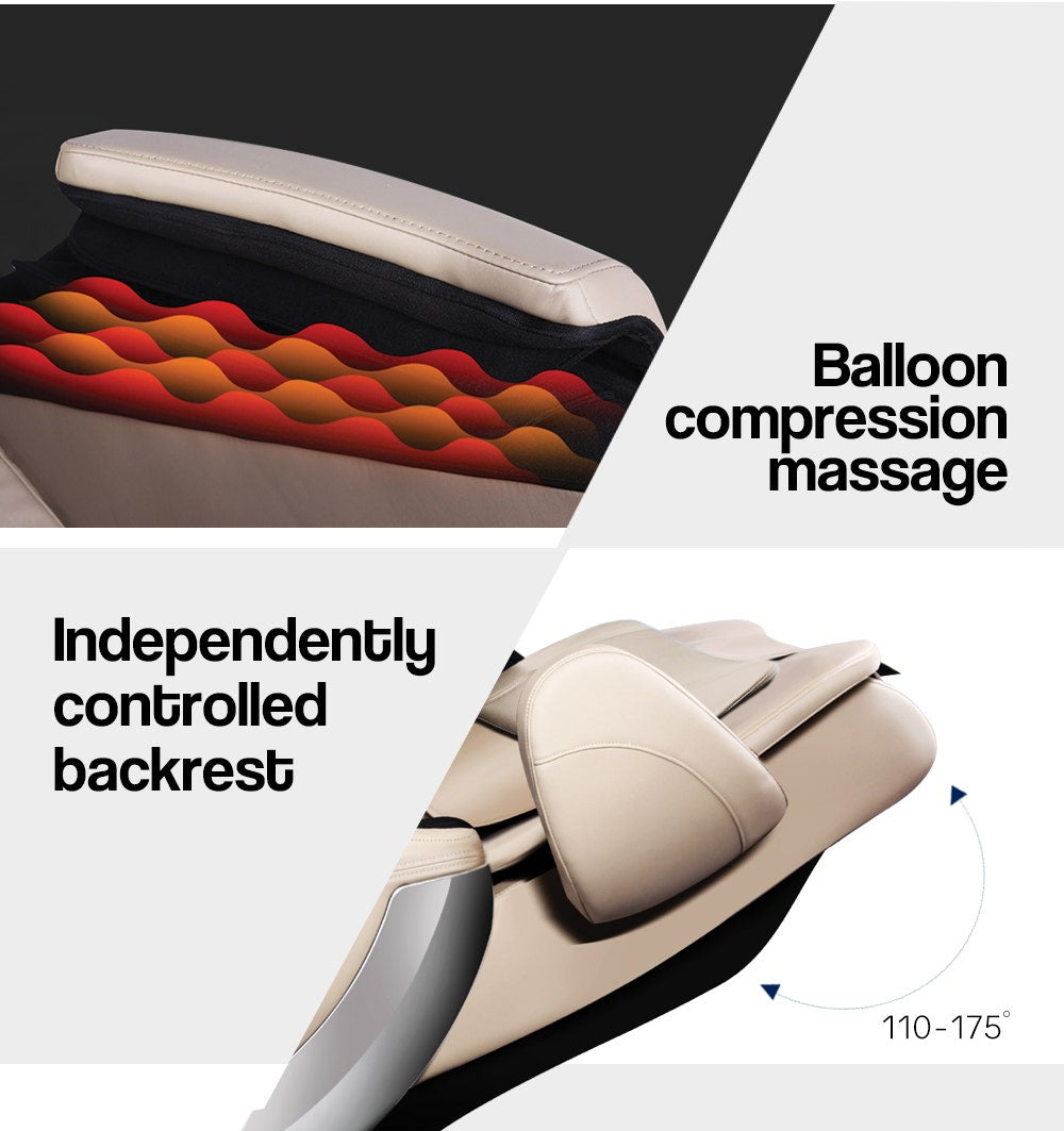 FORTIA Zero Gravity Recline Full-Body Massage Chair, with Back and Foot Rollers, Squeezing Air Pressure for Arms, Legs, plus Heat and Vibration functions, Cream 7