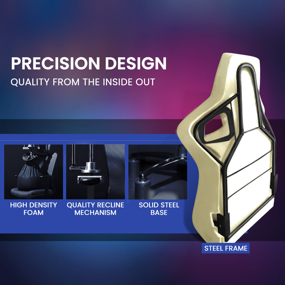 Overdrive Gaming Chair, with Bluetooth Speakers, RGB LED Lights, Reclining Game Armchair, Black 6