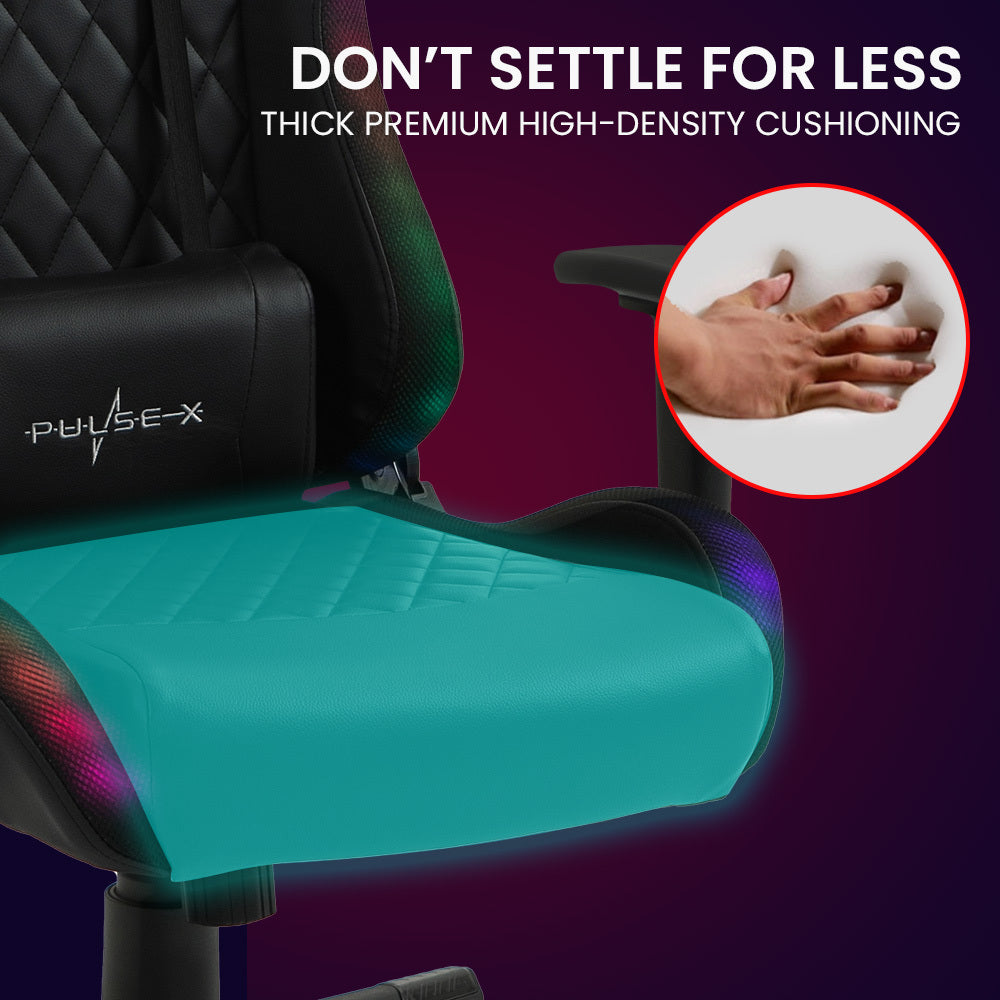 Overdrive Gaming Chair, with Bluetooth Speakers, RGB LED Lights, Reclining Game Armchair, Black 10