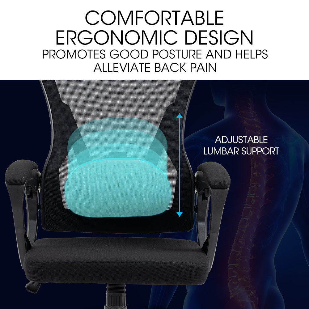 FORTIA Ergonomic Office Desk Chair, Height Adjustable Lumbar Support, Mesh Fabric, Headrest, Black 7