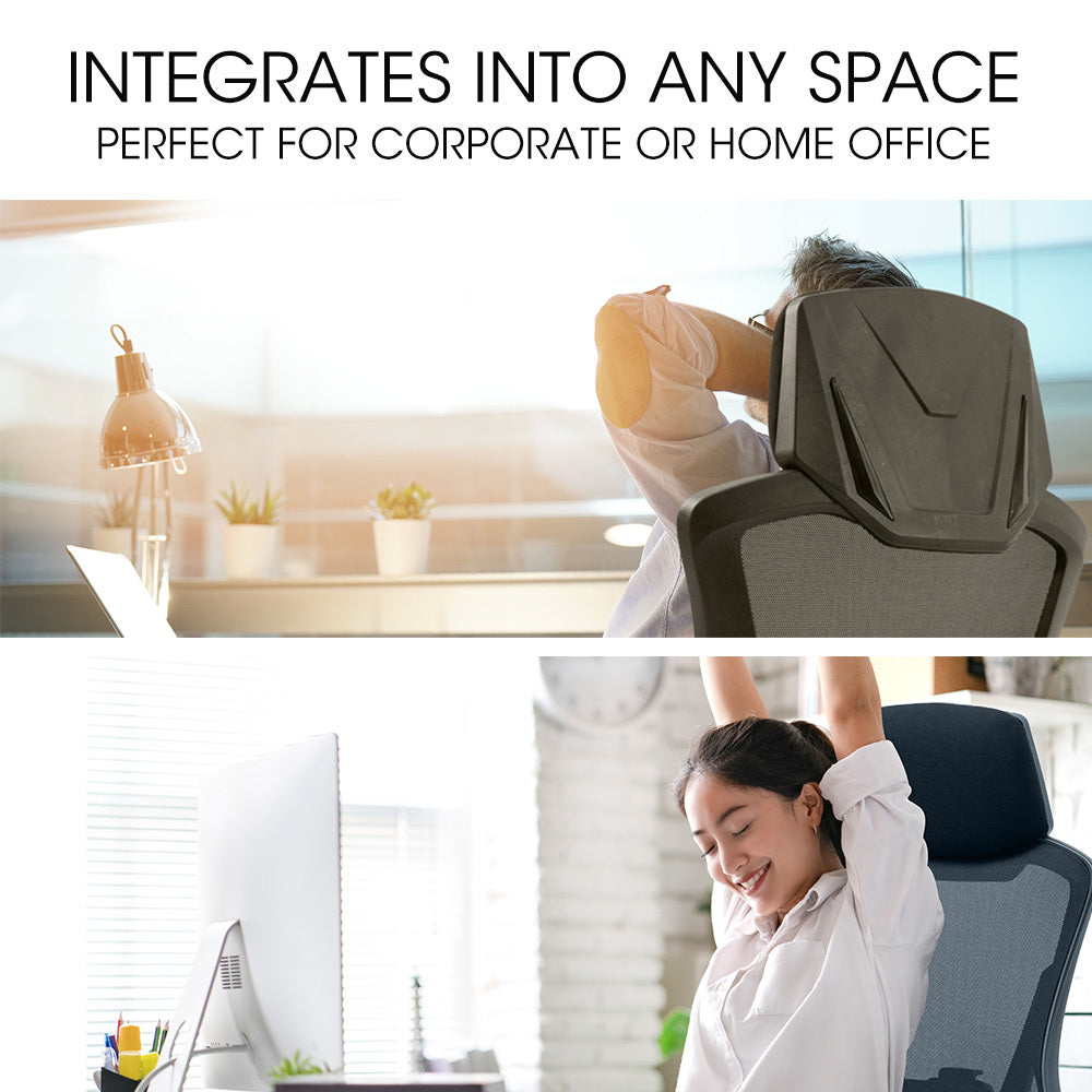 FORTIA Ergonomic Office Desk Chair, Height Adjustable Lumbar Support, Mesh Fabric, Headrest, Black 9