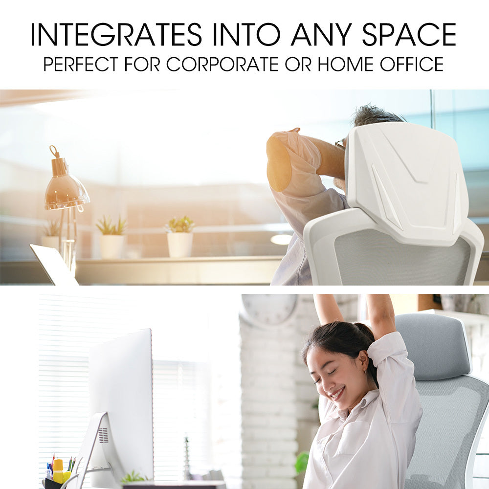 FORTIA Ergonomic Mesh Office Chair Computer Seat with Headrest Adjustable Recline, White/Grey 9