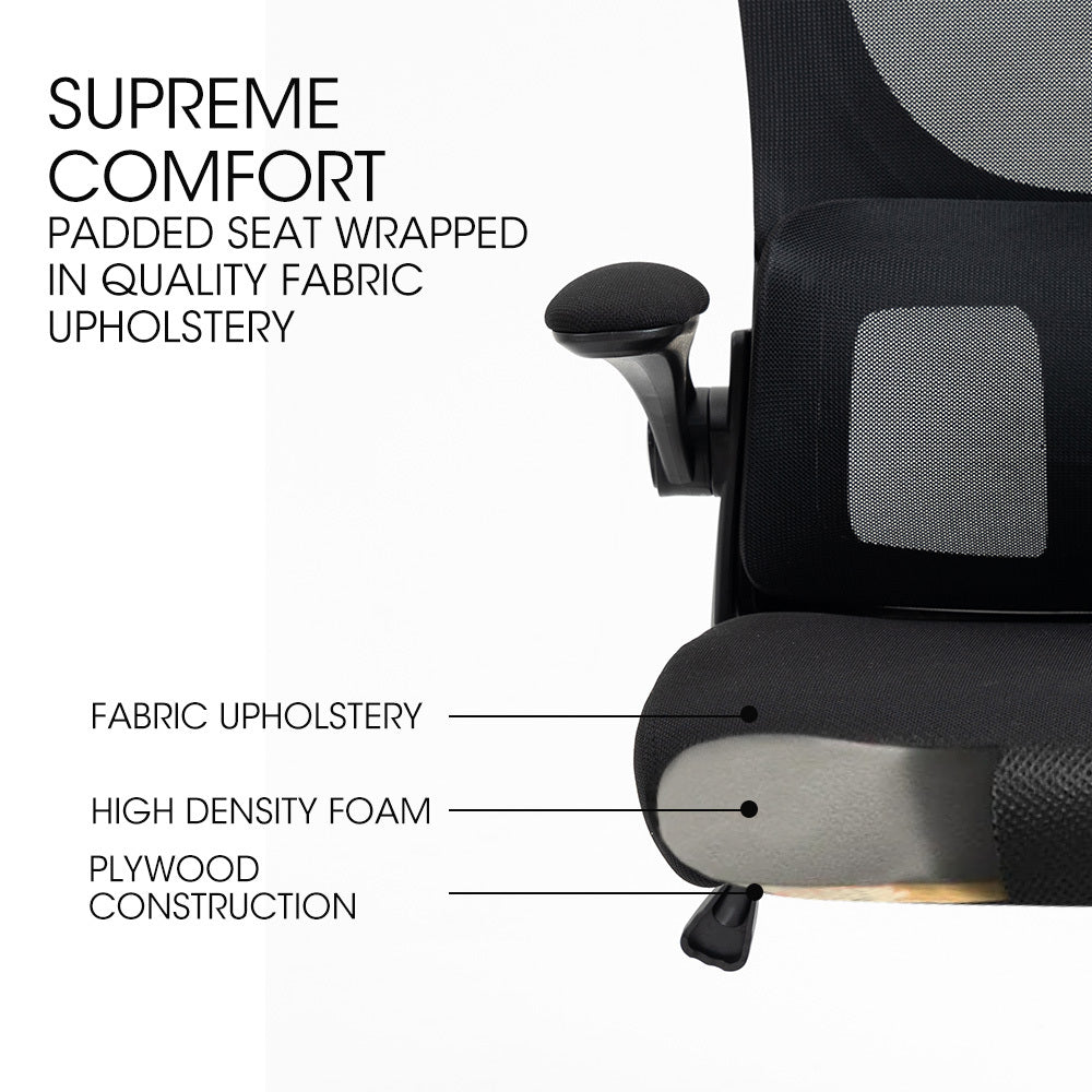 FORTIA Ergonomic Office Desk Chair, Lumbar Support, Mesh Fabric, Adjustable Headrest, Retractable Armrests, Black 3