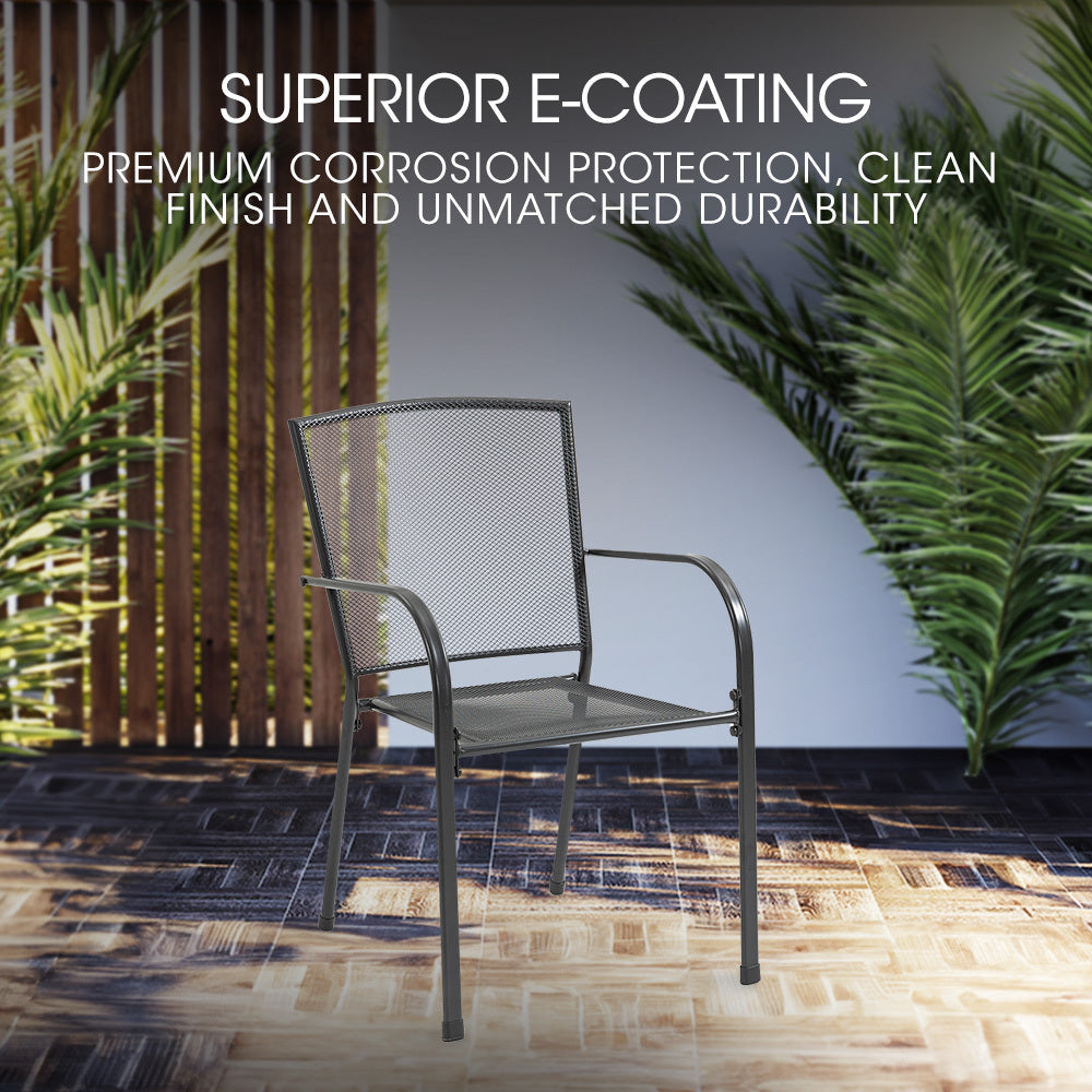 FORTIA 2pc Outdoor Dining Chair Set, for Outside with E-coating 3