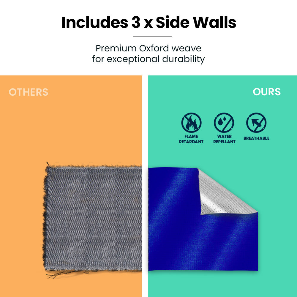 RED TRACK Accessory Pack for 6x3m Navy Blue Gazebo, includes Walls, Wheeled Carry Bag, Rechargeable USB Lamp 4