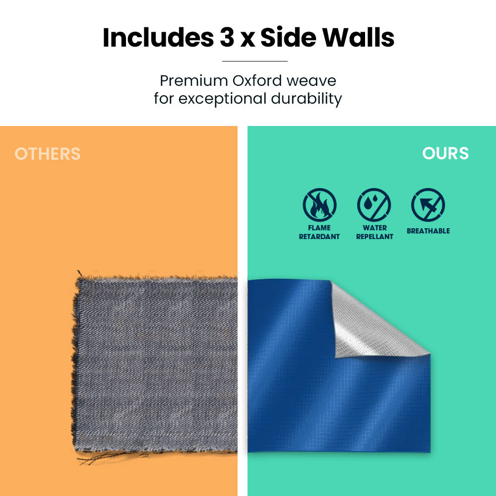 RED TRACK Accessory Pack for 6x3m Blue Gazebo, includes Walls, Wheeled Carry Bag, Rechargeable USB Lamp 4