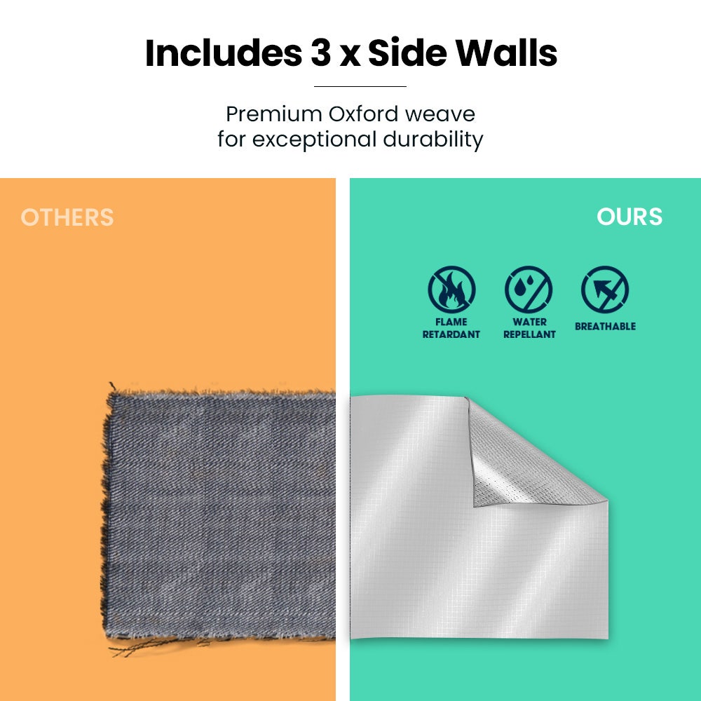 RED TRACK Accessory Pack for 6x3m White Gazebo, includes Walls, Wheeled Carry Bag, Rechargeable USB Lamp 4