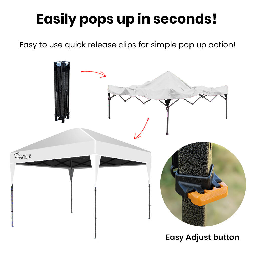 RED TRACK 3.6x2.2m Ultra Compact Folding Gazebo, Carry bag, Portable Outdoor Popup Marquee for Camping Beach, White 6