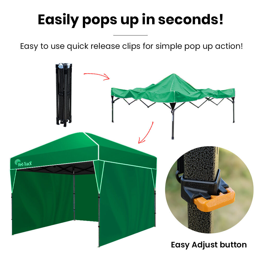 RED TRACK 3.6x2.2m Ultra Compact Folding Gazebo, Walls, Carry bag, Portable Outdoor Popup Marquee for Camping Beach, Green 6