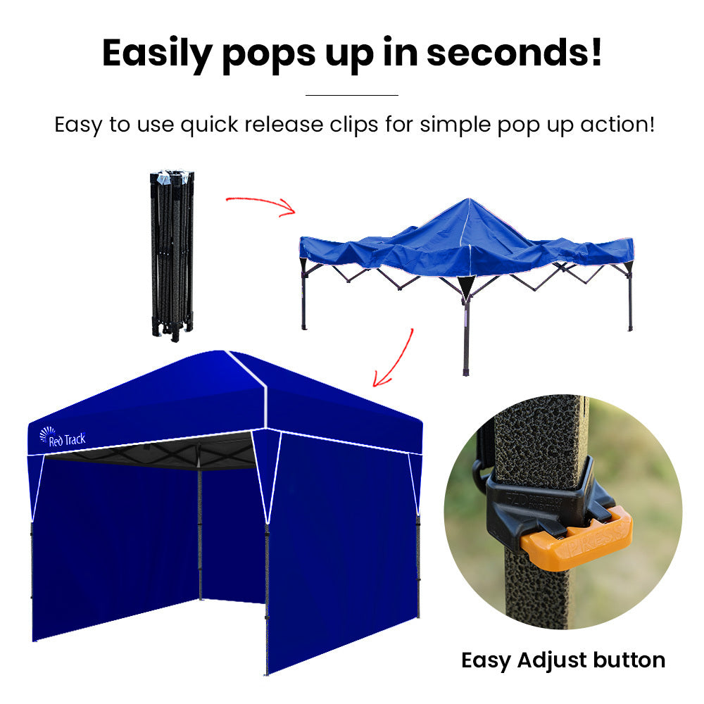 RED TRACK 3x3m Ultra Compact Folding Gazebo, Walls, Carry bag, Portable Outdoor Popup Marquee for Camping Beach, Navy Blue 6