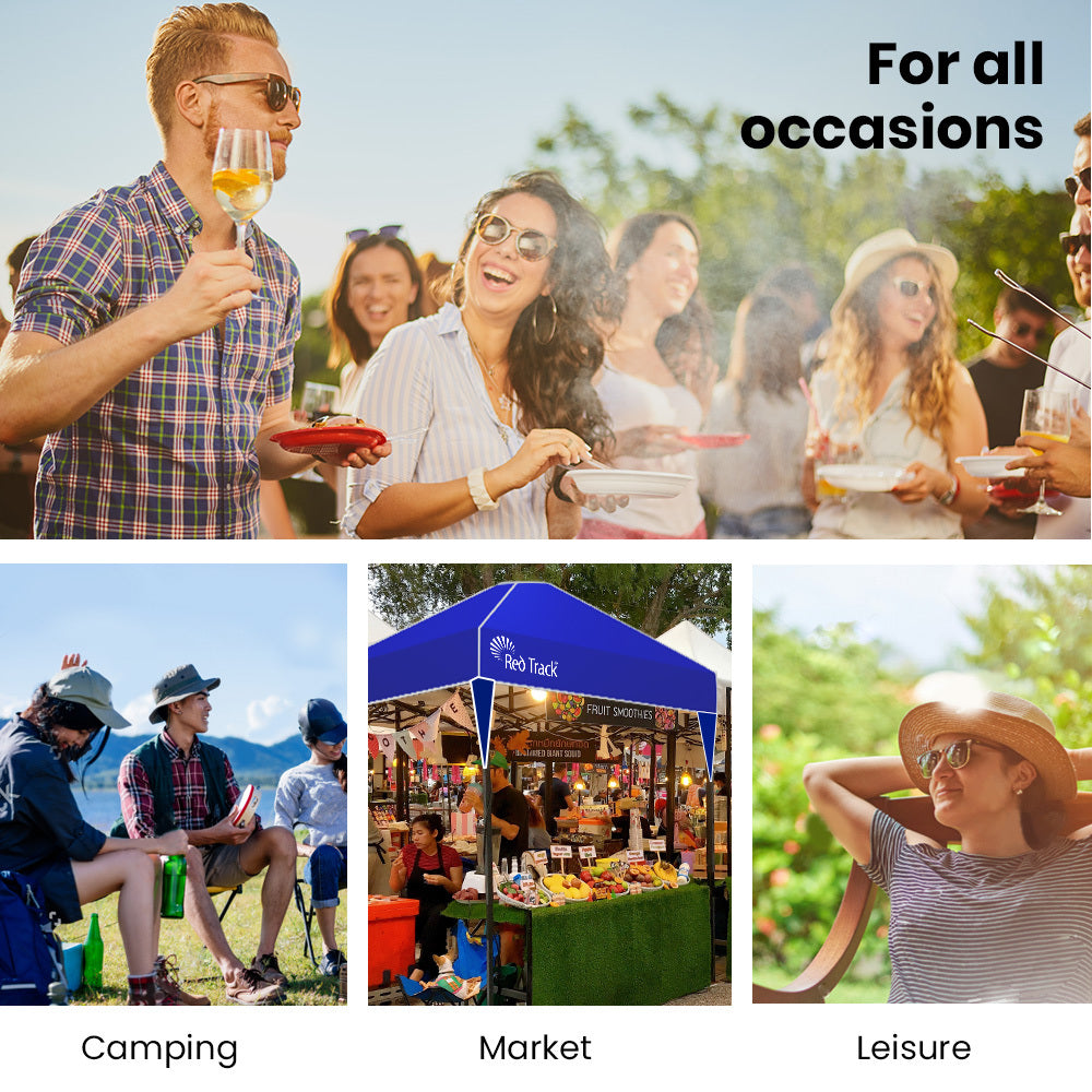 RED TRACK 3x3m Ultra Compact Folding Gazebo, Walls, Carry bag, Portable Outdoor Popup Marquee for Camping Beach, Navy Blue 8