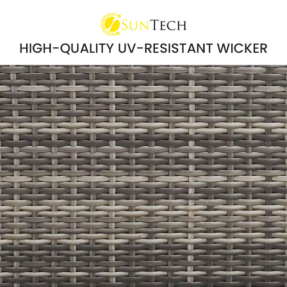 LONDON RATTAN 3 Seater Modular Outdoor Lounge Setting incl. Ottoman, Grey 5