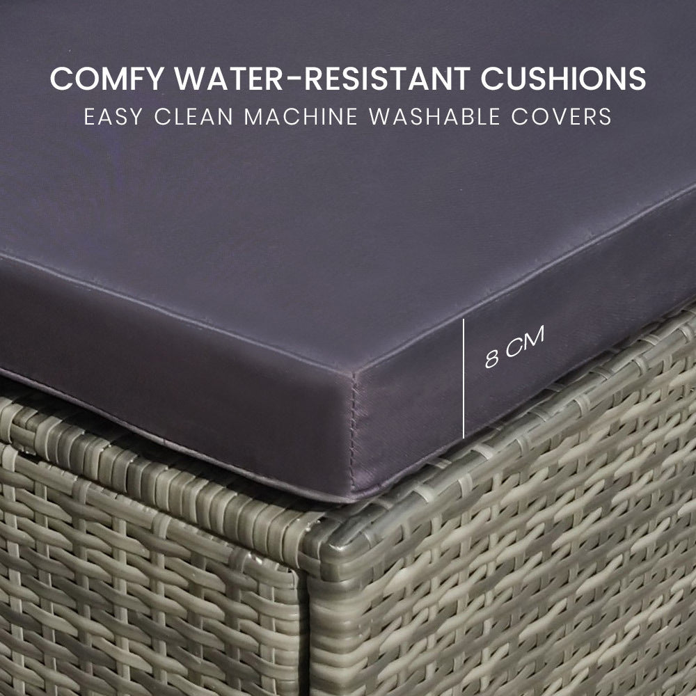 LONDON RATTAN 5 Piece 4 Seater Outdoor Modular Lounge Setting with Coffee Table, Grey 4