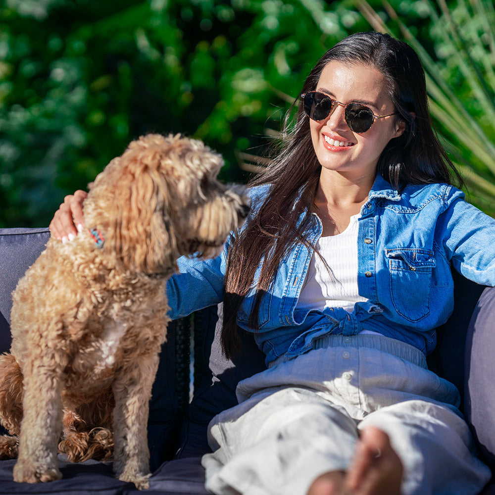 LONDON RATTAN 4 Seater Modular Outdoor Lounge Setting with Coffee Table, Ottoman, Grey 8