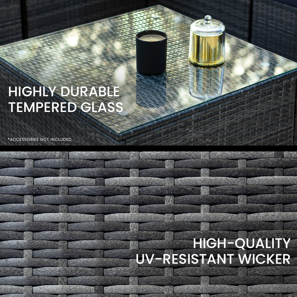 LONDON RATTAN 5 Seater Modular Outdoor Lounge Setting with Coffee Table, Grey 3