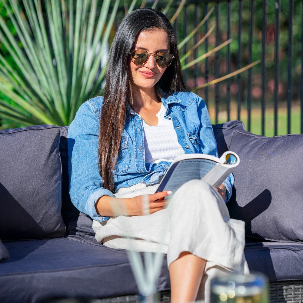 LONDON RATTAN 5 Seater Modular Outdoor Lounge Setting with Coffee Table, Grey 8