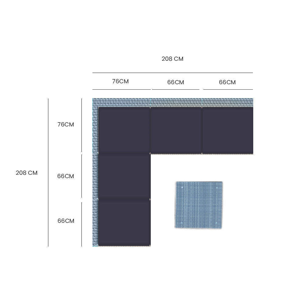 LONDON RATTAN 5 Seater Modular Outdoor Setting Lounge with Coffee Table, Grey 6