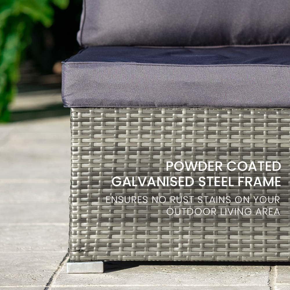 LONDON RATTAN 5 Seater Modular Outdoor Setting Lounge with Coffee Table, Grey 7
