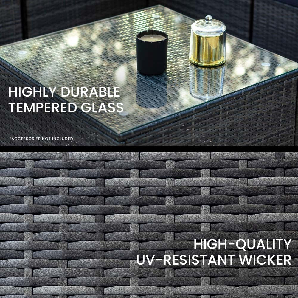 LONDON RATTAN 5 Seater Modular Outdoor Lounge Setting with Coffee Table, Ottoman, Grey 3