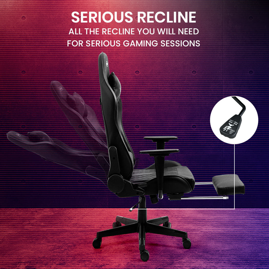 OVERDRIVE Apex Series Reclining Gaming Ergonomic Office Chair with Footrest, Black 3