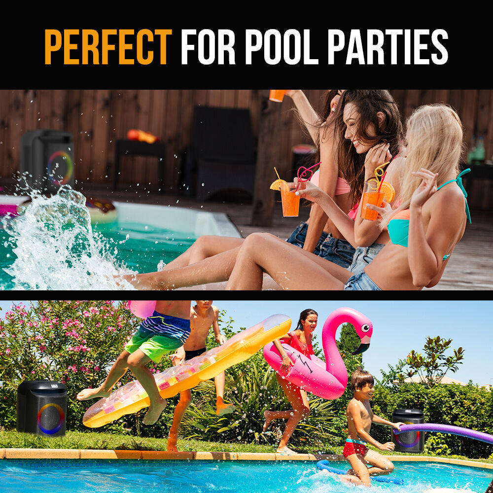 M&B Portable Splash Proof 80W Bluetooth Party Speaker, IPX4, TWS Pairing, Multi-Input, Lithium Battery, RGB, USB Charging 4