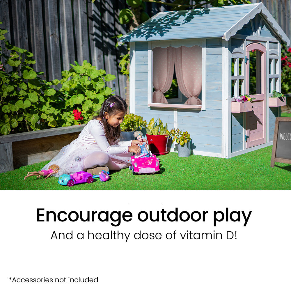 ROVO KIDS Cubby House, Outdoor Wooden DIY Timber Cottage Style Playhouse, for Children 6