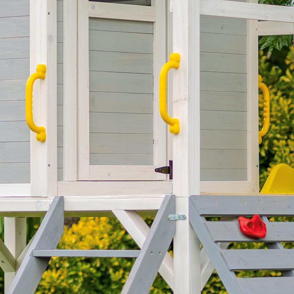 ROVO KIDS Wooden Tower Cubby House with Slide, Sandpit, Climbing Wall, Noughts & Crosses 7