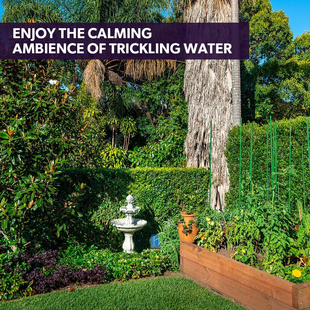 PROTEGE 3 Tier Solar Powered Water Feature Fountain Bird Bath - Light Grey 5