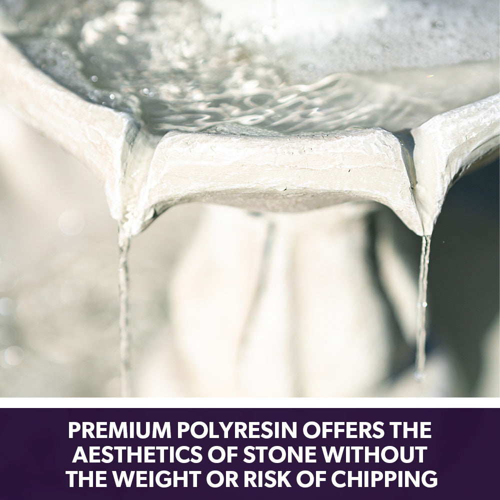 PROTEGE 3 Tier Solar Powered Water Feature Fountain Bird Bath - Light Grey 7