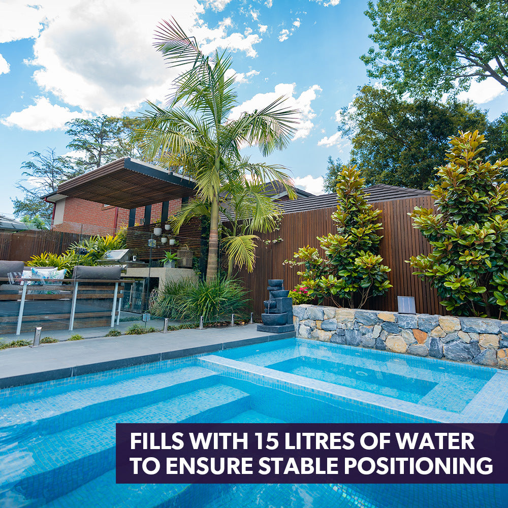 PROTEGE Solar Fountain Water Feature Outdoor 4 Bowl with LED Lights - Charcoal 4