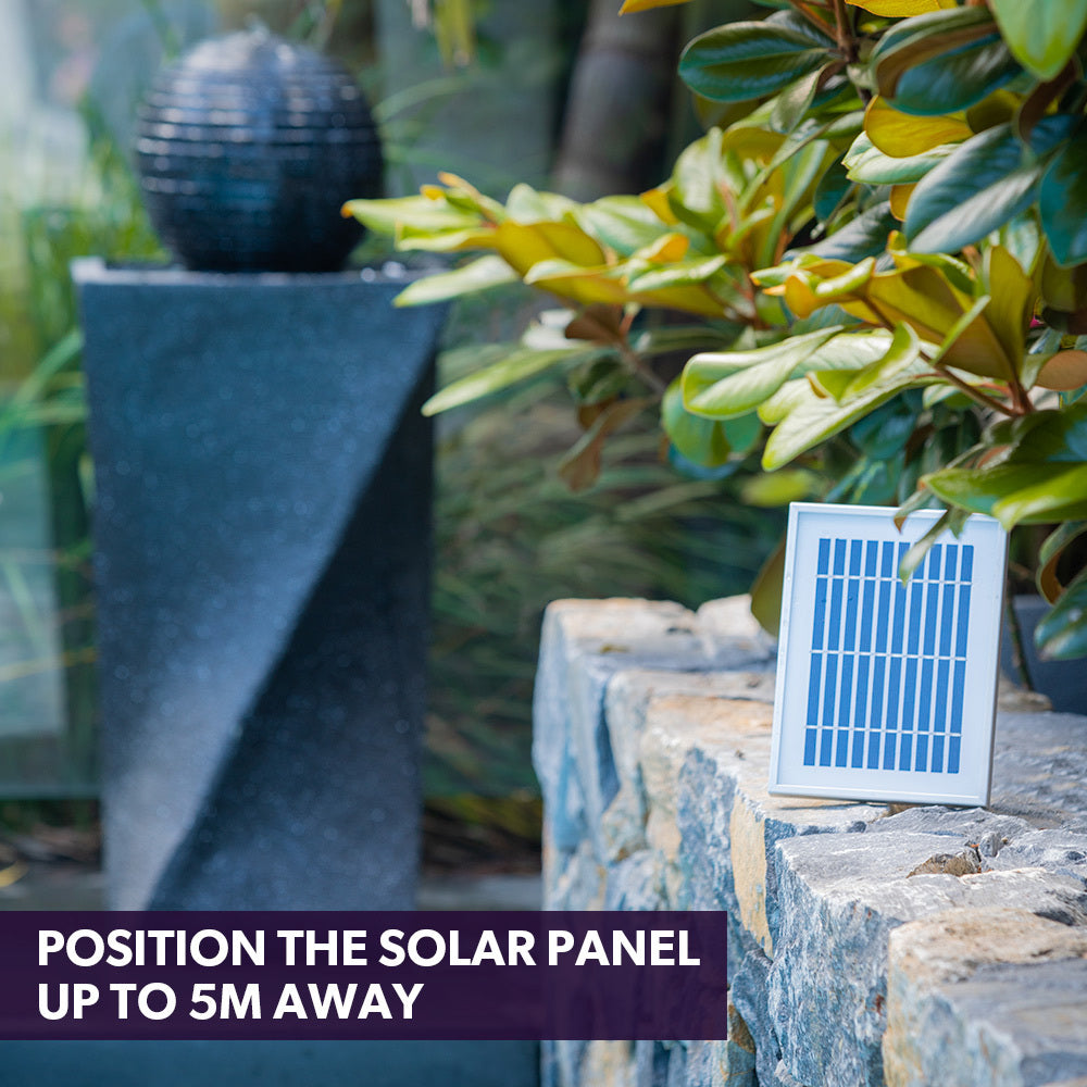 PROTEGE Solar Water Fountain Pump Twisted Design Outdoor with LED Lights - Black 3