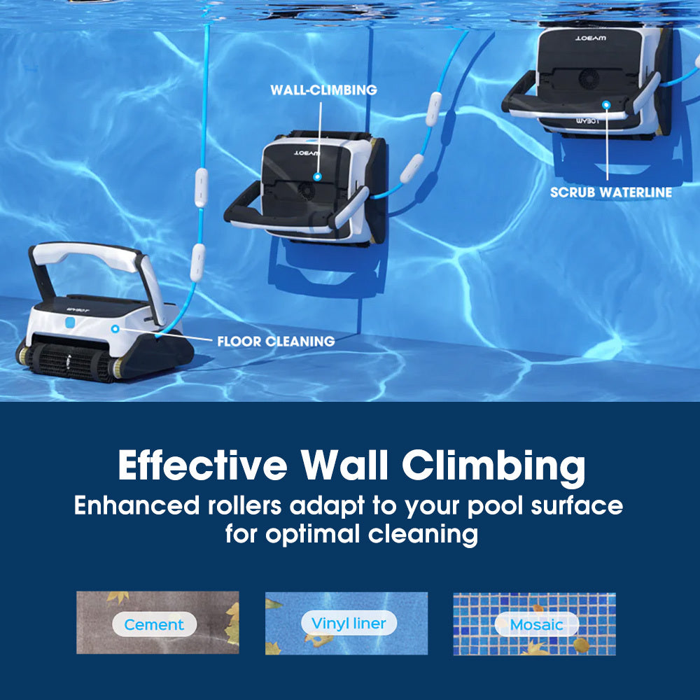 WYBOT Grampus 800 Robotic Pool Cleaner, Automatic Vacuum with Quick Clean, Wall Climbing Capability, Powerful Triple Motors, Large Filter Baskets, Ideal for Large In-Ground Pools 4