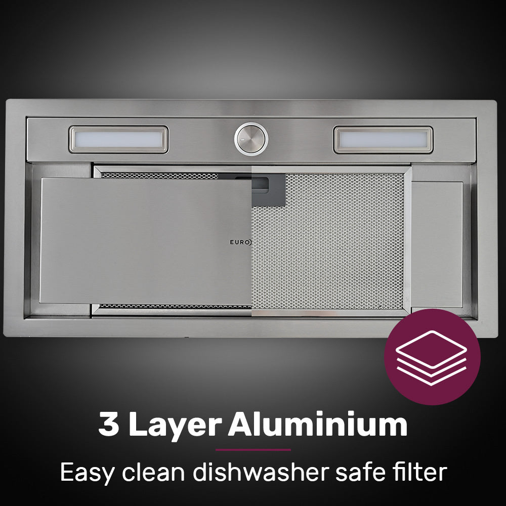 EUROCHEF 60cm Undermount Rangehood Stainless Steel, Quiet 3-Speed, 3-Layer Dishwashable Filter, LED Lights EUR60S 6