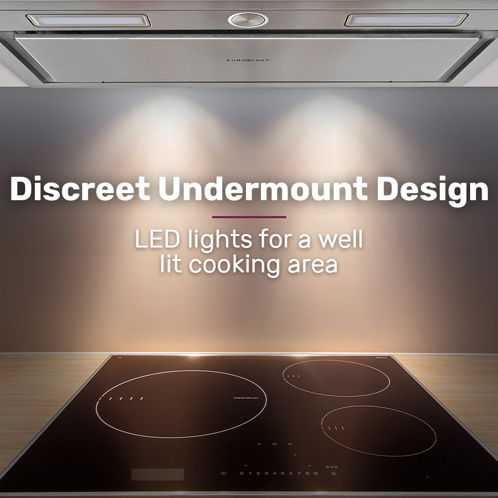 EUROCHEF 60cm Undermount Rangehood Stainless Steel, Quiet 3-Speed, 3-Layer Dishwashable Filter, LED Lights EUR60S 7