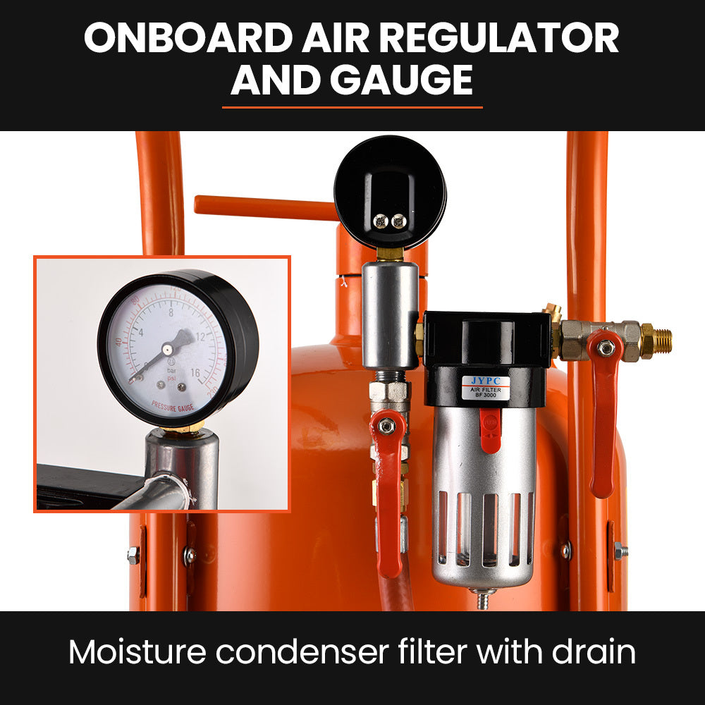 UNIMAC 38L Sandblasting Tank, Pressurised Design with Sandblast Gun Set with Hose 4