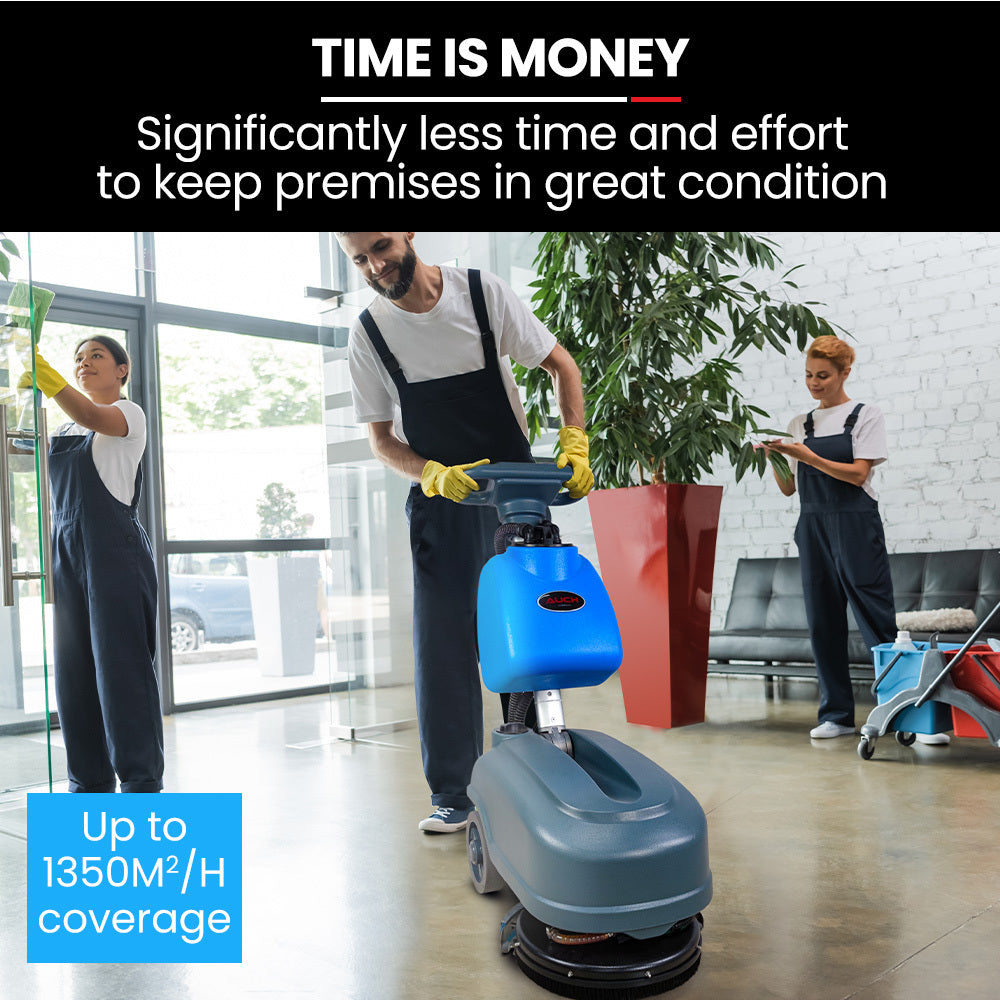 AUCH FSH14 Floor Scrubber & Dryer, 360mm, Battery Powered, Walk Behind, Multi-purpose Commercial Grade Machine 9