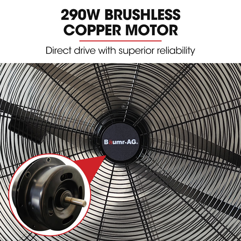 BAUMR-AG 36" 914mm Industrial Mobile Floor Drum Fan, 290W Brushless Motor, Tilting, Large, Commercial, Heavy-duty Frame, EESS Certified 3